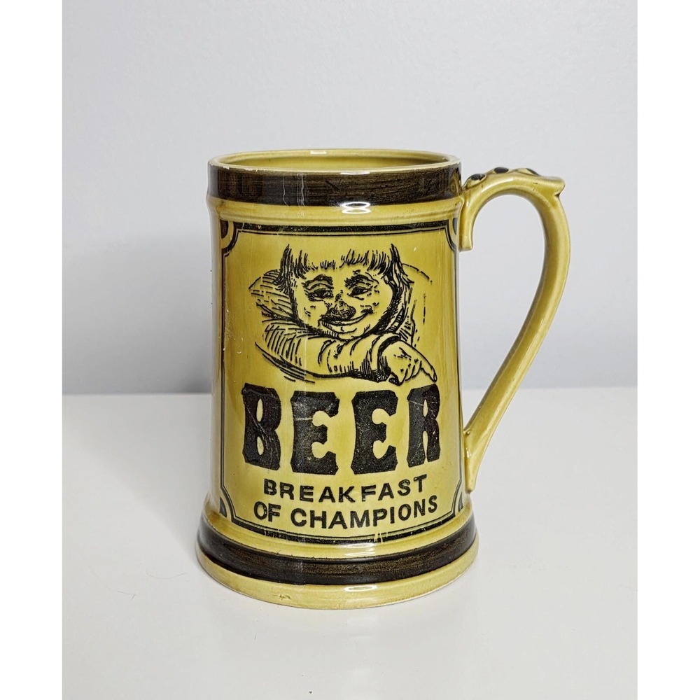 Vintage Novelty Beer Stein Mug - Funny Breakfast of Champions Gift